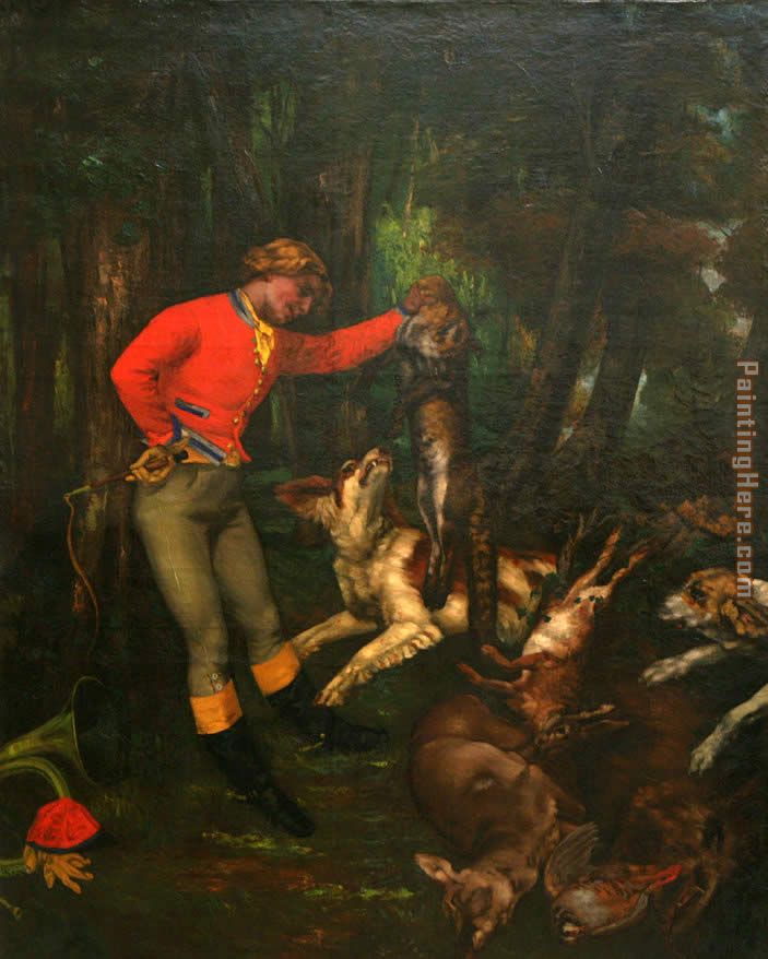 After the Hunt painting - Gustave Courbet After the Hunt art painting